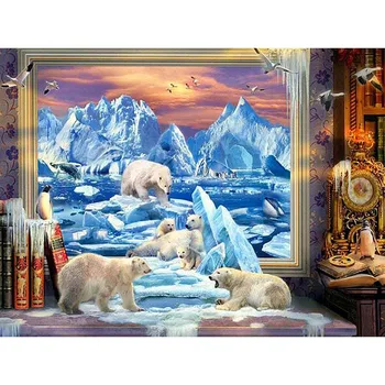 Diamond Maľby Plné námestie vŕtať Cross Stitch Polar Bear 5D Diy Zvieratá Diamond Mozaikový Obraz Kamienkami deti dekor darček