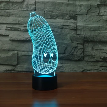 3D Akrylové Zábava Novinka Baklažán Oko Tvar LED Lampa USB Tabuľka Svetlo 3D Nočné Svetlo Dieťa Spí osvetlenie Ako Hračka Darček