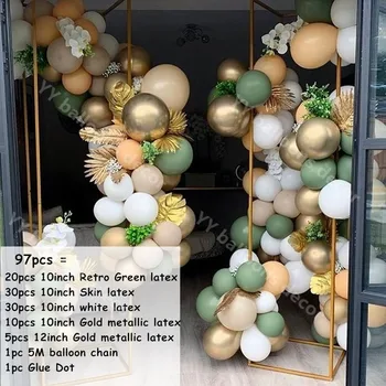DIY Balóny Garland Arch Kovové Zlato Globálne Retro Zelenú Pokožku Globos Narodeniny, Výročie Svadby, Party Dekorácie Baby Sprcha