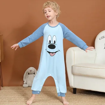 Deti, Chlapci Jar Deka Podvaly Cartoon Vzor Deti Bavlna Jumpsuit Sleepwear Chlapci Jeseň Pyžamá