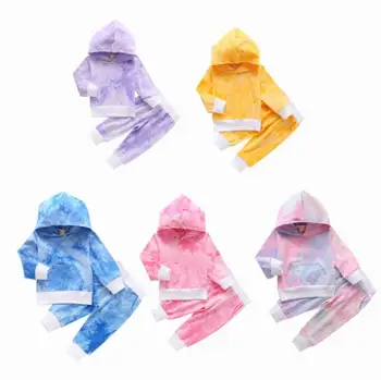 2020 Nové Jesenné Zimné Oblečenie Pre Deti, Detské Módne Tie Dye Oblečenie Nastaviť Dlhý Rukáv Hoodied Sweatershirt Nohavice Set Hot