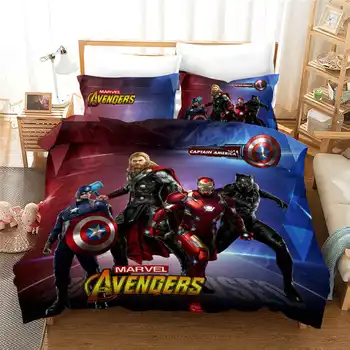 Avengers Hrdinovia posteľná bielizeň Nastaviť Hulk Iron-Man, Kapitán Amerika, Thor Deka Perinu 3 ks pre Deti Spálne Dekorácie, Posteľná Bielizeň