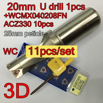 WC 20 mm-25 mm petiole-3D CNC U vŕtať 1pcs+WCMX040208FN ACZ330 10pcs=11pcs/set