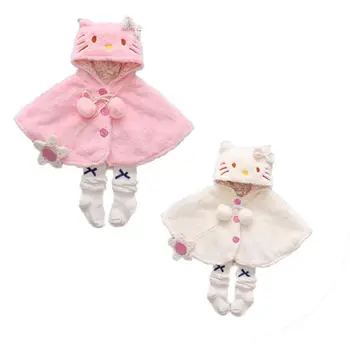 Krásne Baby Dievčatá oblečenie Mačka Plášť s Kapucňou Pončo Bunda Outwear Deti Teplý Kabát Oblečenie