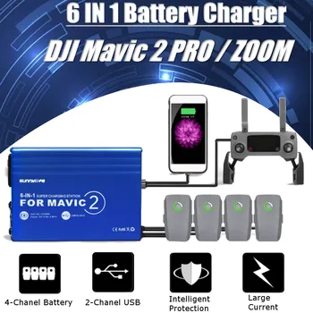 6 V 1 Pre DJI Mavic 2 Pro/Zoom Nabíjačka Hub Plnenie Hub Drone Diaľkový ovládač & Batéria & Smart Telefónu Nabíjačku