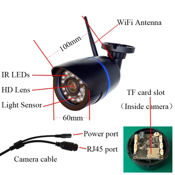 Bezdrôtové Audio 3MP Full-HD IP Kamera WiFi H. 265 Onvif Bezpečnostné CCTV Kamera, Vonkajšie Nepremokavé kamerový Bullet Kamera