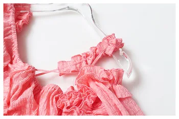 GetSpring Ženy Šaty Šnúrkou Nepravidelný Ružové Šaty Lístkového Rukáv Lano Nastaviteľné Dlhé Šaty Všetky Zápas Dámske Letné Šaty