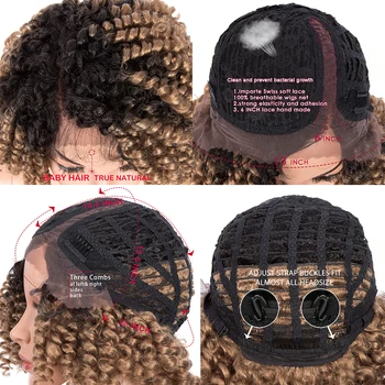 Magické Vlasy 12Inch Syntetické Kinky Kučeravé Čipky Dopredu Parochňu Pre Krátke Čierne Ženy S Dieťaťom na Vlasy Black Brown Tepelne Odolné Vlasy