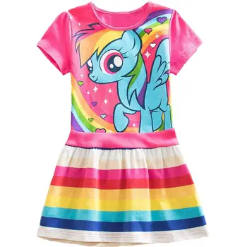 Maloobchod dievča šaty letné výbuchu cartoon šaty dievča princezná šaty 3-8 rokov, 3 farby