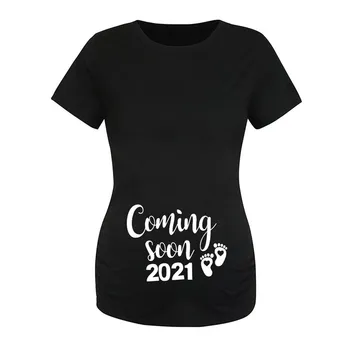 Ženy, Tehotenstvo Oblečenie Baby Teraz Nakladanie Čakať Prichádza Materskej Tees Tlač Topy Lete Krátky Rukáv Tehotné T-Shirts 2021