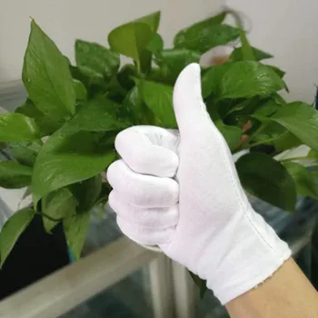 12 Dvojicu protišmykových biele bavlnené rukavice priedušné, mäkké a pohodlné Výsadbu Záhradnícke Práce guantes Práce