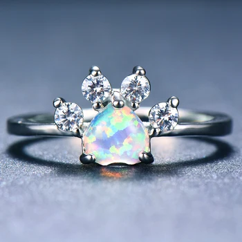 Blaike Bieleho Zlata Plné Šperkov White/Blue/Purple Heart Opal Prstene pre Ženy Zvierat Stopu Krúžok Svadobné Party Šperky Darček