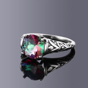 S925 Šterlingov Strieborné Prstene Dúhový Oheň Mystic Zirkón Ženy Vintage Dizajn Jemné Šperky, Svadobné Svadobné Zásnubný Prsteň Príslušenstvo
