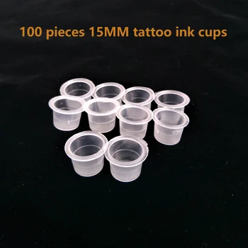 100 kus na veľa 15MM Jedno veľké Pigmentové Kontajner Plastový Držiak Tetovanie Príslušenstvo Dodávky Pre Body Art Ink Cup