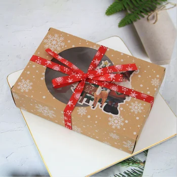 24pcs Kraft Papier, Vianočné Cukrovinky, Sušienky Darčekovej krabičke s vyčistiť Okno 18*12*5 cm Európskej Nový Rok Vianočný Darček decor Boxy