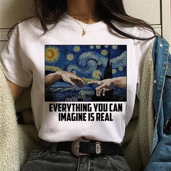 Ženy Michelangelo David Ruky Grafický Harajuk Tlačiť T-shirt Topy 2020 Letné Módy Krátke Rukávy T-shirt Dievča,Drop Ship