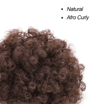 Syntetické Kučeravé Vlasy Copu Šnúrkou Lístkového Krátke Kučeravé Parochňu African American Krátke Kinky Afro Kučeravé Vlasy Zábal