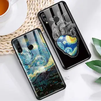 Tvrdené Sklo Telefón Prípadoch pre Huawei P30 P40 Pro Plus P20 Lite S samrt 2019 2020 2021 Z S Pokrytie umenia, estetické van Gogh farba