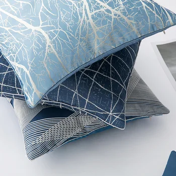 DUNXDECO Vankúš Dekoračné obliečky na Vankúš Modernej Jednoduchého Luxusu Umelecké Modrá Geometrické Coussin Pohovka Kreslo posteľná bielizeň Izba Dekor
