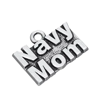 EUEAVAN 20pcs Starožitné Podiel Á Kovové Navy Mama Slovo Kúzlo Prívesok Šperky Čo DIY Skvelý Darček pre Vojak alebo Mama