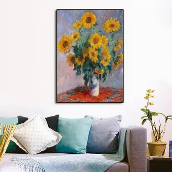 Claude Monet Slávne Slnečnice olejomaľba na Plátne Plagáty a Vytlačí Cuadros Wall Art Obrázky Pre Obývacia Izba Domova