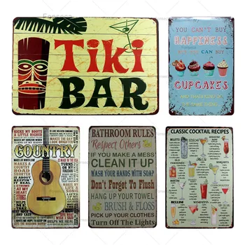 Tiki Bar Tin Známky Kuchyňa Pravidlá Plechu Garáž Stenu, Pub, Reštaurácia, Domáce Art Decor Vintage Železa Plagát Cuadros A-1009