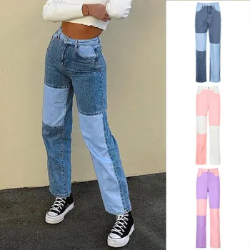 Ženy Bežné Nohavice Módne Zodpovedajúce šitie Farebný blok Straight-Leg Štíhle Dámy Šport Džínsy Ceruzka nohavice Nohavice 2020
