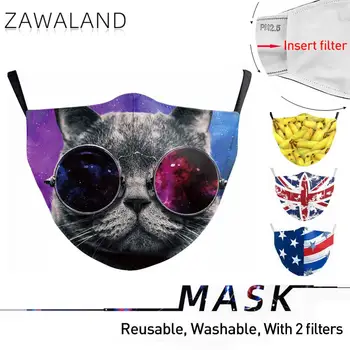 Zawaland Opakovane Mačka Tlače Masku na Tvár UK Vlajkou Krajiny, Masky Proti Prachu Banán Úst Masku, Ochranné PM2.5 Maska pre Dospelých s Filtrom