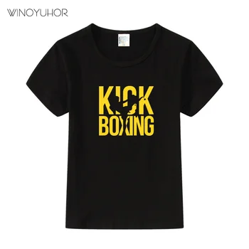 Kick Box Dizajn Tlače Funny T-Shirts Deti, Chlapci, Dievčatá, Krátky Rukáv Topy Tees Deti V Pohode Ležérne Oblečenie Pre Batoľa