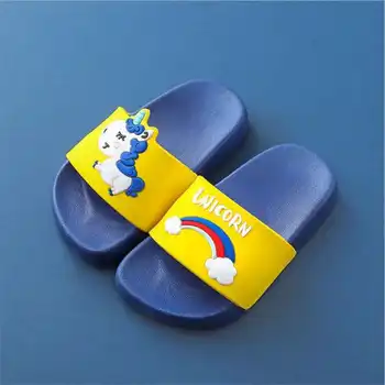 2019 Lete Cartoon Jednorožec lippers Pre Dievčatá Chlapci Rainbow Topánky Todder Flip Flops Vnútorné Papuče Pláž, Kúpanie Papuče Obuvi