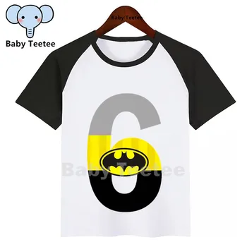 Deti Batman 0-8 Narodeniny Číslo Meno T Shirt Dievčatá Chlapci Superman tričko Krátky Rukáv Tričko Deti Strany Top Tees