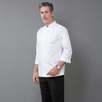 Profesionálne Reštaurácia Top Chef Jednotné Unisex LongSleeve Gazdinka Variť Nosenie Bunda Kuchyňa Kuchyňa Bakery Cafe Hotel Trakmi
