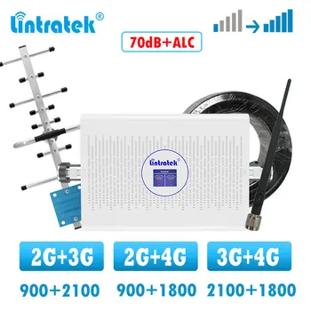Lintratek GSM siete 2G, 3G, 4G dual band signál booster LTE 4g signálu zosilňovač, booster 900 1800 2100 mobil hlas internet repeater