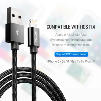 ROCK 2.4 USB Kábel na iPhone Kábel Pfi Osvedčenou pre Lightning Rýchle Nabíjanie pre iPhone XS Max XR X 8 7 6 5 Plus iPad iOS