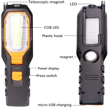 50W Nabíjateľná LED Pracovné Svetlo KLASU Kontrolné Svetlo Prenosné Baterka Pochodeň Otočná Magnetické Práce Lampa 4 Režimy Pre Reparing