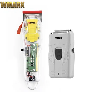 WMARK Transparentné 2 v 1 Sada NG-108 Nabíjateľná Hair Clipper holiaci strojček Drôtové Alebo Bezdrôtové Použitie Detailer Zastrihávač Set