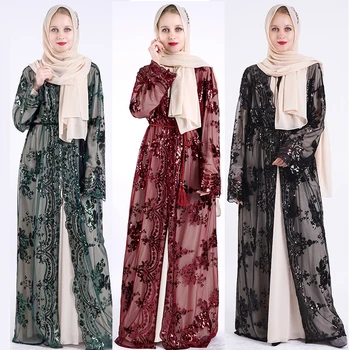 Ramadánu Eid Mubarak Kaftan Abaya Dubaj Kimono Moslimských Cardigan Šaty Turecko Islam Oblečenie Abayas Pre Ženy Župan Djellaba Femme