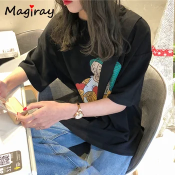 Magiray Kawaii Trpaslík Cartoon Print T Shirt Ženy Kórejský Zábavné Neforemné Nadrozmerné Zena Top 2020 Plus Veľkosť Tee Streetwear Tričko 08