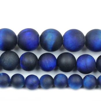 Prírodný Kameň Matný Lapis Lazuli Tigrie Oko Agates Kolo Voľné Korálky Pre Šperky, Takže 4-12mm Dištančné Korálky Diy Náramky 15