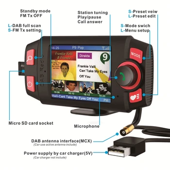 DAB-C8, Digitálne Rádio Farba Sn Rádio Prijímač, FM s Bluetooth Streaming Hudby Prehrávač