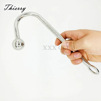 Thierry kvalitnej nerezovej ocele análny háčik kovový zadok plug s loptou, análny plug análny dilator gay sex hračky pre dospelých hry