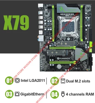 HUANANZHI X79 Pro desktop doska s DUAL M. 2 NVMe SSD slot CPU Intel Xeon E5 1650 C2 3.2 GHz, 6 rúry chladič pamäte RAM, 16 G(4*4G)