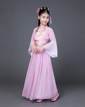 Staroveké čínske Guzheng Výkon Oblečenie detské Kostýmy Sedem Víla Princezná Halloween Kostýmy Deti Šaty pre Dievčatá