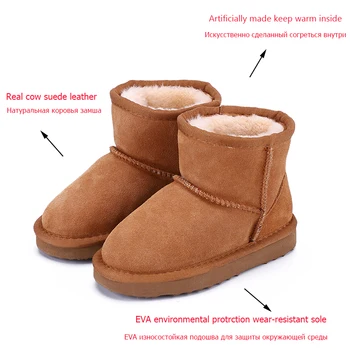 JXANG nové originálne kožené vlna klasické čižmy deti vysokej kvality Austrálsky topánky chlapcov a dievčat, zimné topánky, teplé topánky