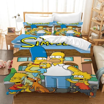 3d Rodine Simpsonovcov Vytlačené posteľná bielizeň Nastaviť Chlapcov, Dievčatá, Deti Cartoon Simpson Perinu Nastaviť obliečka na Vankúš Twin Plný King Size Queen