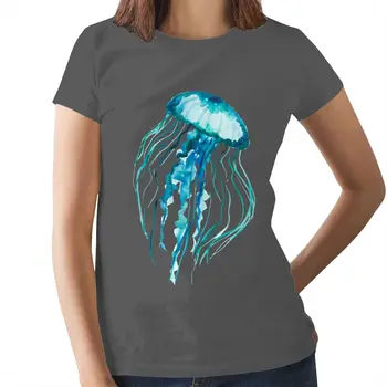 Medúzy T-Shirt Akvarel Medúzy T Shirt Grafické 100 Bavlna Ženy tshirt O Neck Tee Tričko Dámske