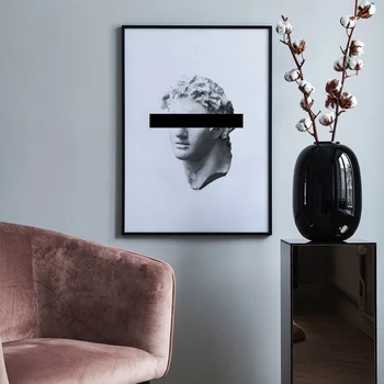 Abstrakt Moderná Socha Vintage Plátno Na Maľovanie Čierna Biela Salon Plagáty Vytlačí Nordic Wall Art Obrázky Obývacia Izba Domova