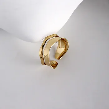 Silvology 925 Sterling Silver Vlna Krivky Krúžky Zlatá Farba Nepravidelný Elegantné Dvojité Vrstva Elegantné Prstene pre Ženy Strany Šperky