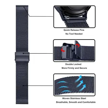 Milánske Watchband pre Samsung Galaxy Sledovať Aktívny 2 40 mm 44 mm Rýchle Uvoľnenie Kapela Oka Nerezová Oceľ Remienok Active2 Náramok