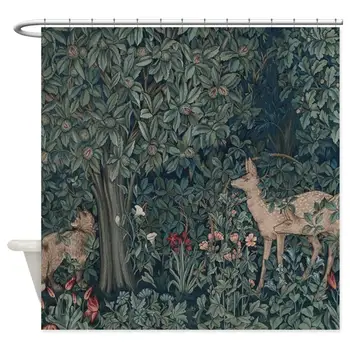 William Morris Zelene Dekoratívne Textílie Sprchový Záves S 12 Háčiky Kúpeľňa Decor Wholeslae
